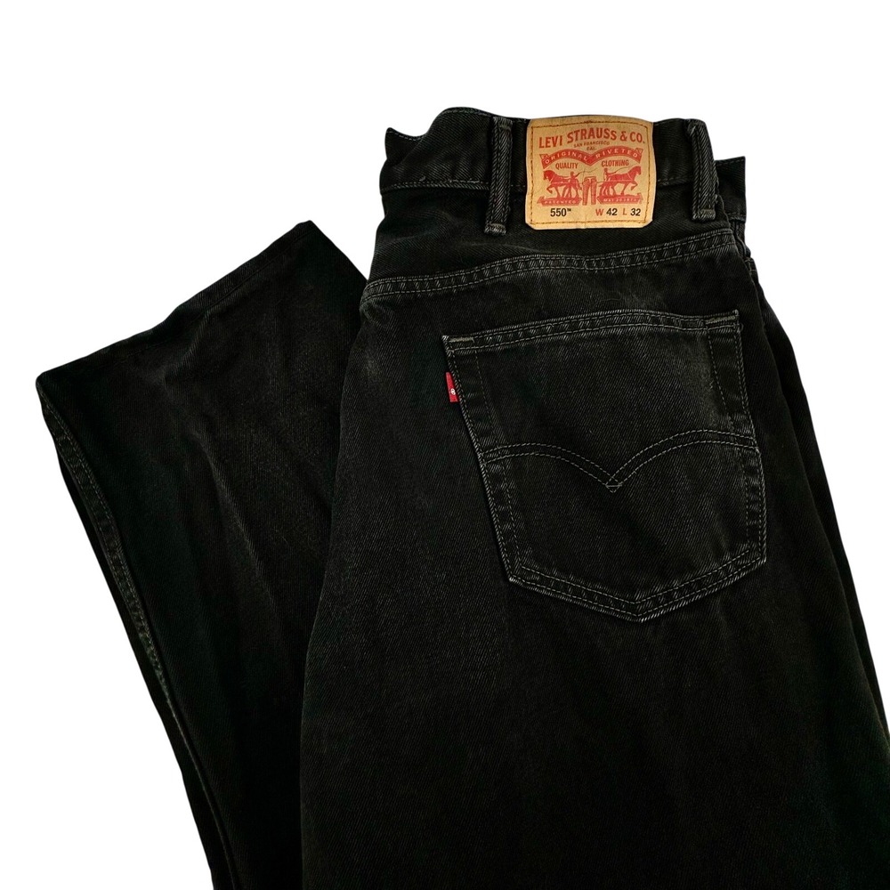Levis 550 Relaxed Fit Tapered Leg Black Denim Jeans Mens 42x32 00550-0260